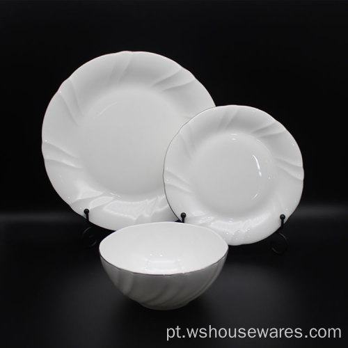 Jantar de osso Conjunto de porcelana branca de estilo nórdico cerâmica